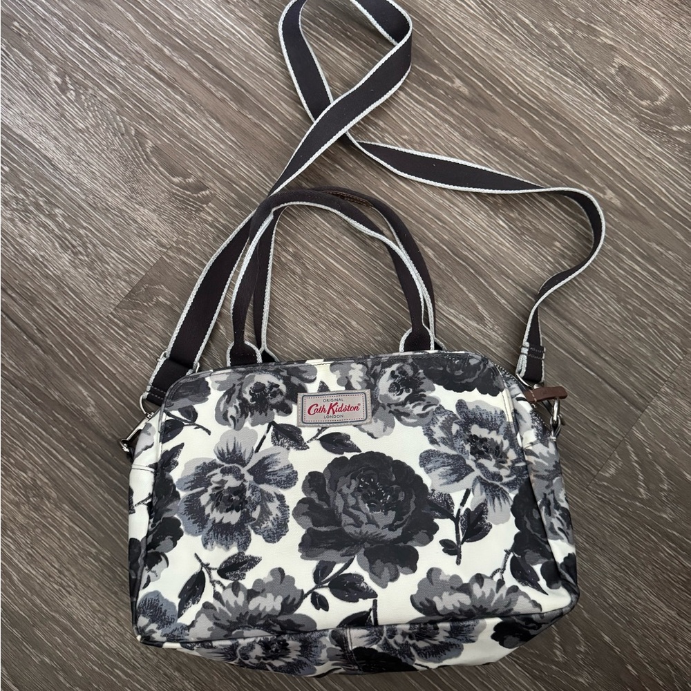 Cath Kidston Black and White Floral Crossbody Bag